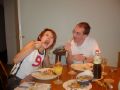 Leon and Yukari in my Flat: [Thursday 29th August 2002] Leon and Yukari having dinner in my flat.