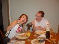 Leon and Yukari in my Flat: Leon and Yukari having dinner in my flat.